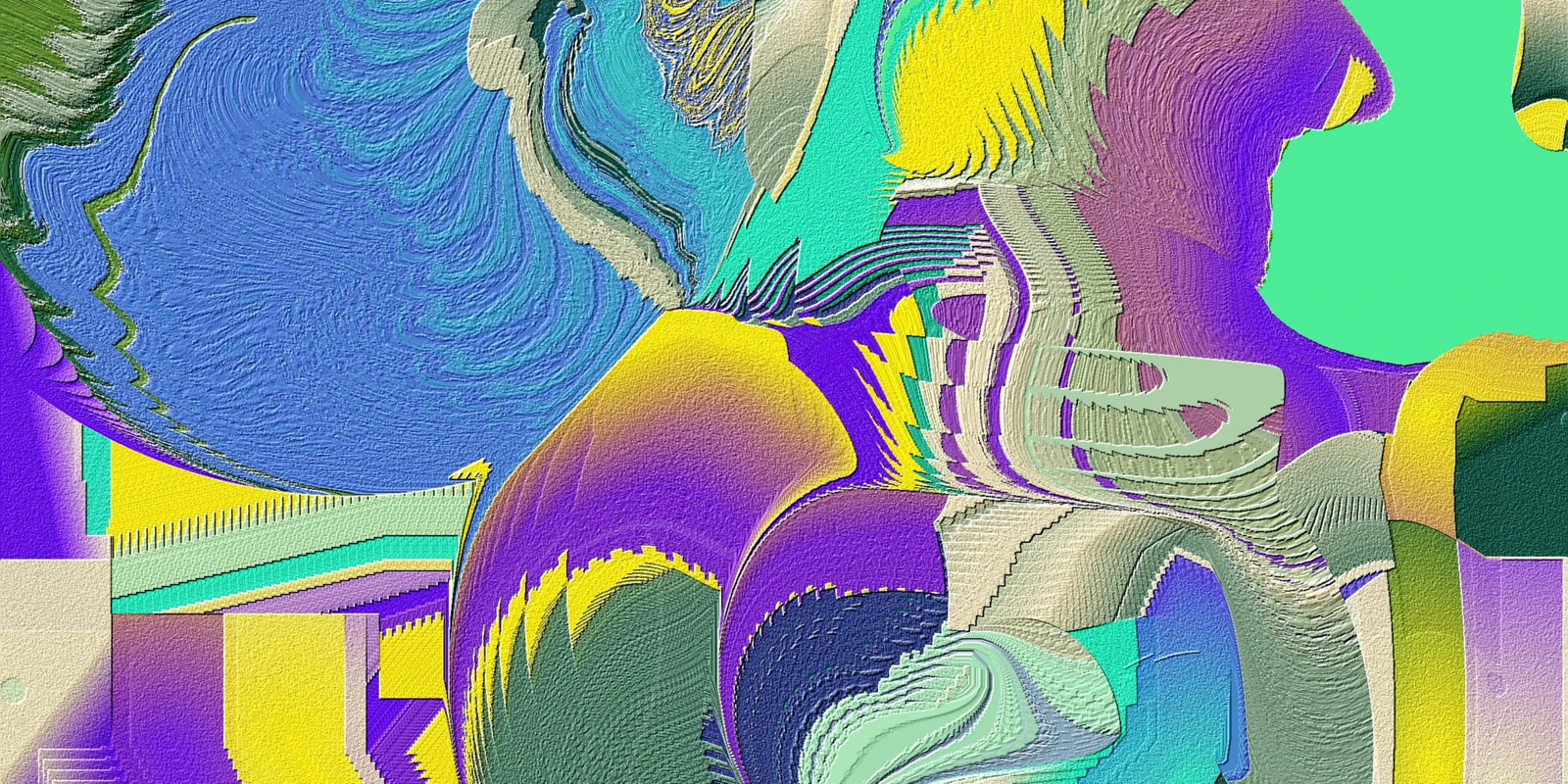 Selected Paint Engine v0 output in blue, green, yellow and purple
